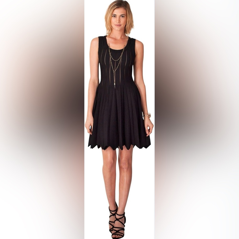 NWT Hale Bob Black Skater Mini Dress with Pleats